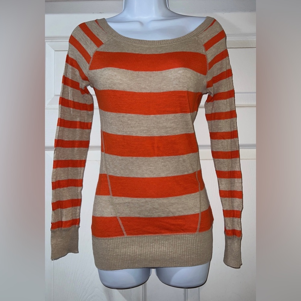 SO Orange and Tan striped thin sweater